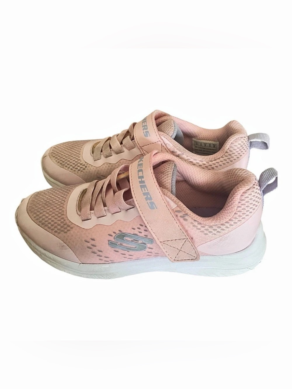Skechers Girls Pink Sneakers Lace Up Velcro Athletic Shoes Size 13